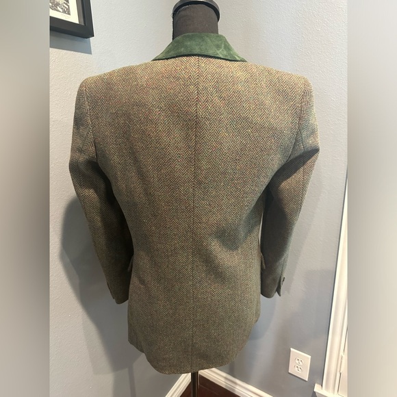 Vintage Tweed and Suede Blazer, Green, Size 4 - Picture 2 of 4